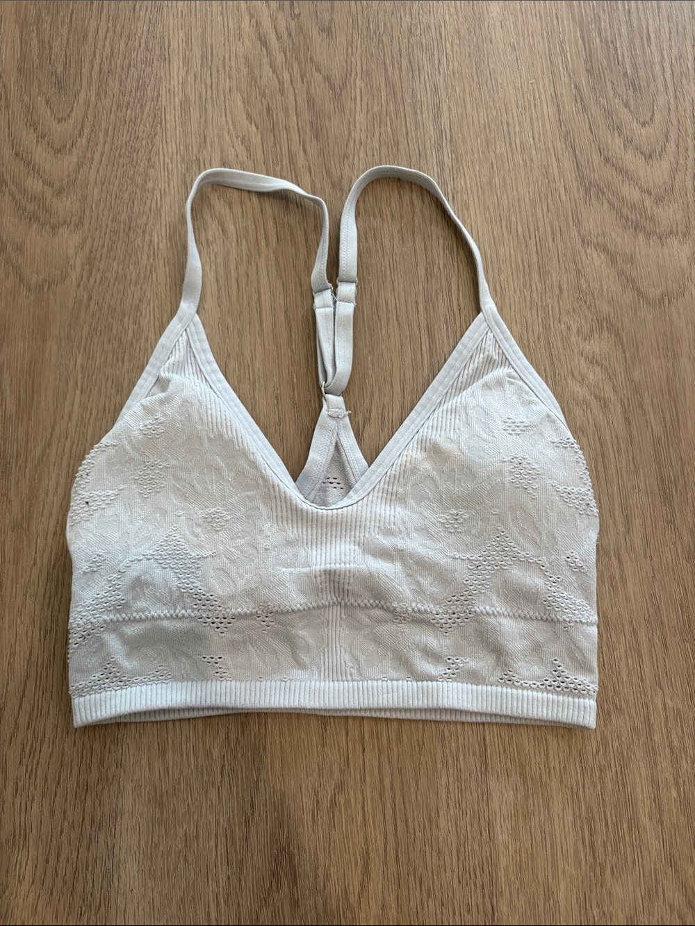 Aerie Seamless Lace-Pattern Bralette in light blue